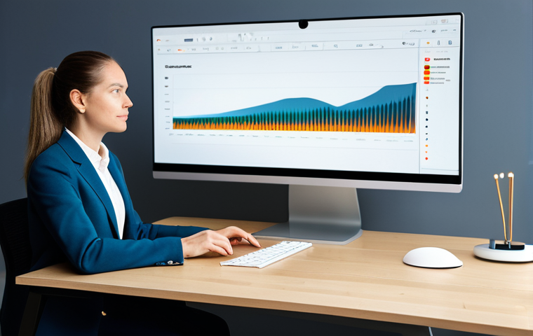 A focused professional female user experience designer in a modest business suit, sitting comfortably at a sleek, minimalist desk in a modern, brightly lit design studio. On her large monitor, an intuitive mobile app interface is displayed, showcasing subtle micro-interactions like animated button feedback and a progress bar with a gentle visual and auditory waveform. Her expression is thoughtful, reflecting deep empathy for user needs. The studio features sound-absorbing panels and various textured material samples, emphasizing sensory design. Perfect anatomy, correct proportions, natural pose, well-formed hands, proper finger count, natural body proportions. Professional photography, high quality, vibrant, clean aesthetic, safe for work, appropriate content, fully clothed, professional.